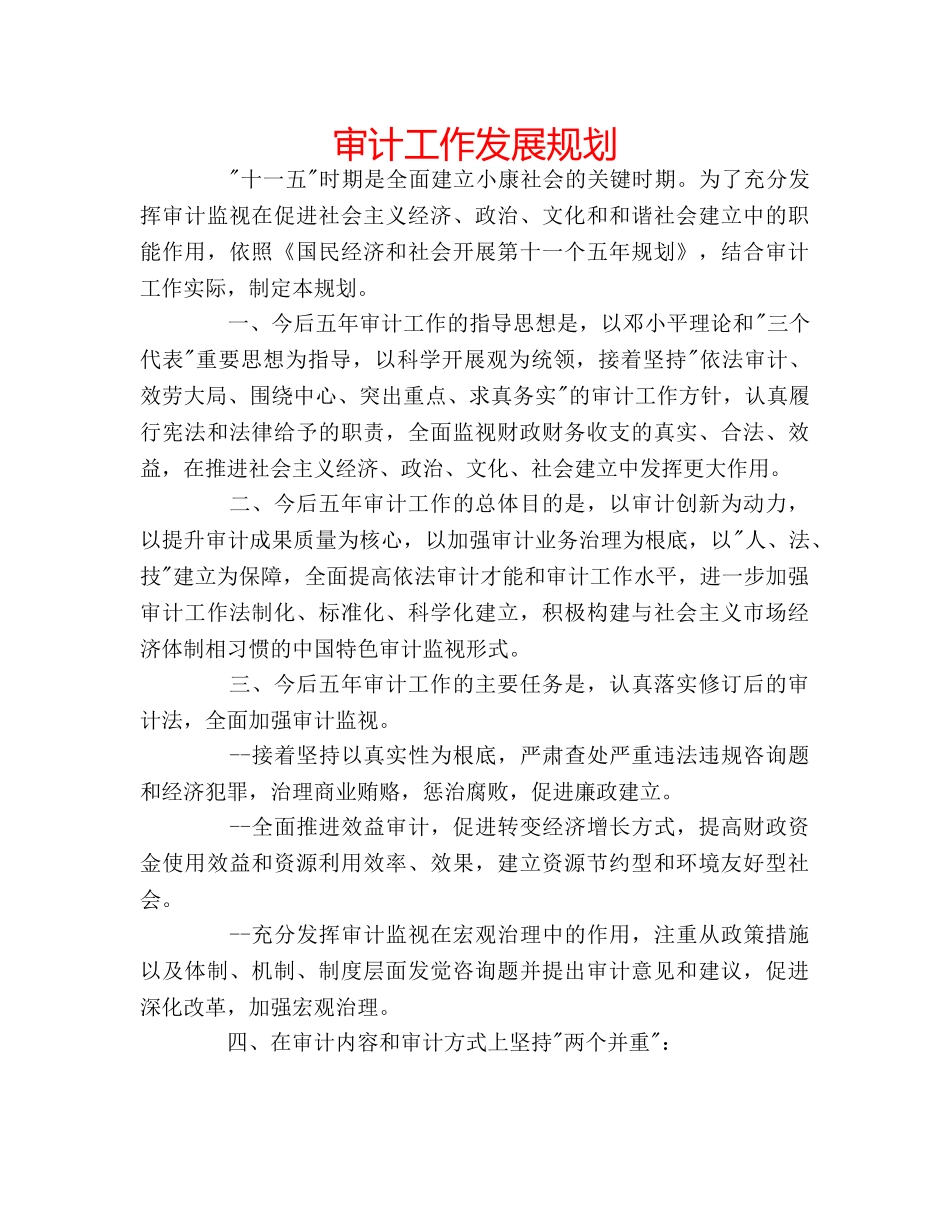 审计工作发展规划 _第1页