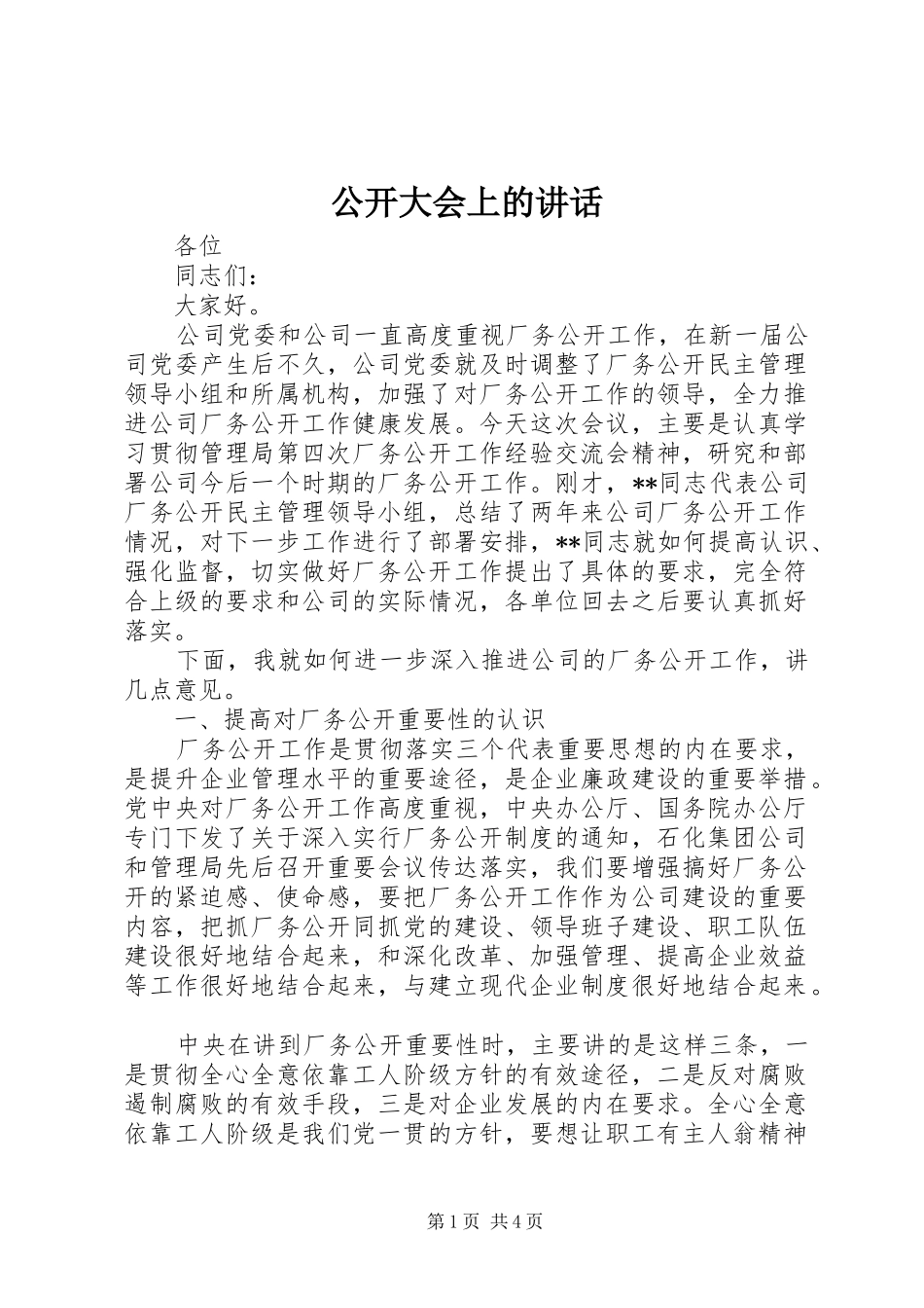 公开大会上的讲话发言_第1页