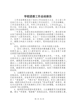 学校团委工作总结报告 