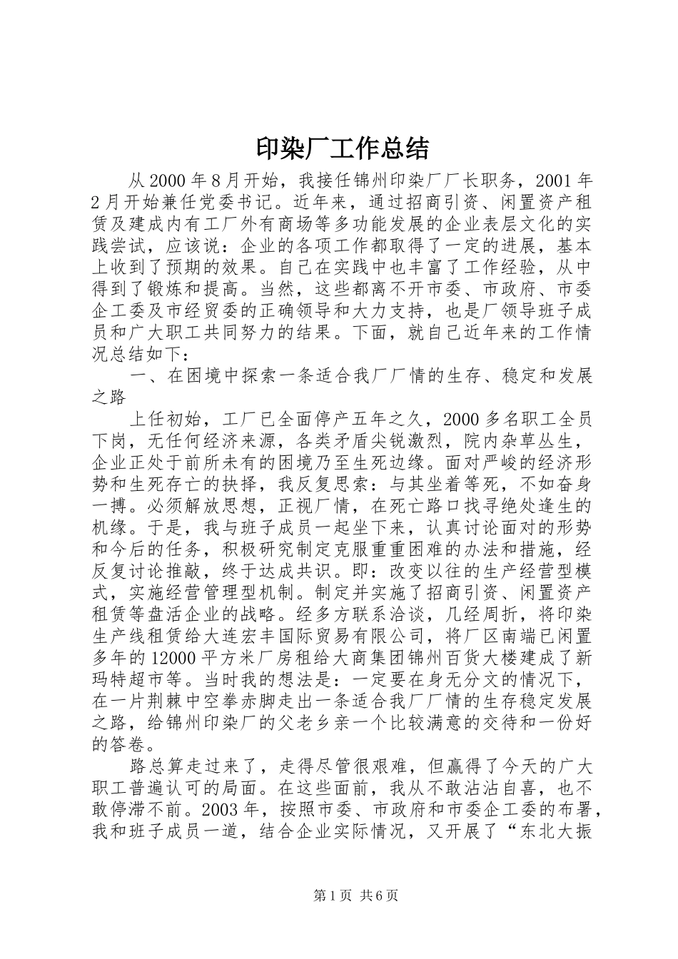 印染厂工作总结 _第1页