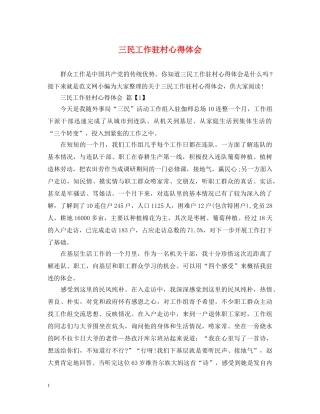 三民工作驻村心得体会 