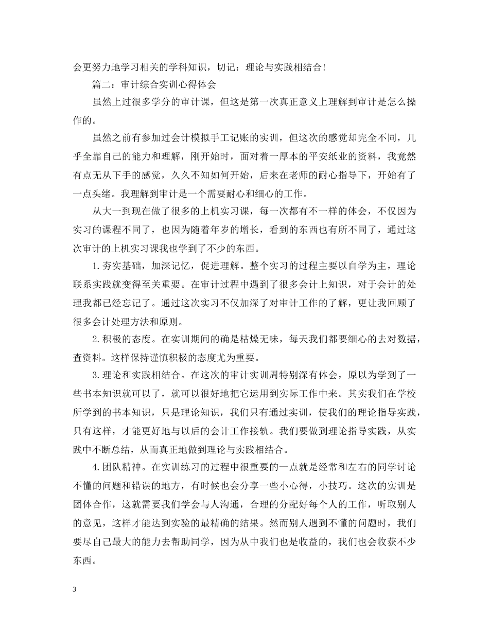 审计综合实训心得体会3篇 _第3页