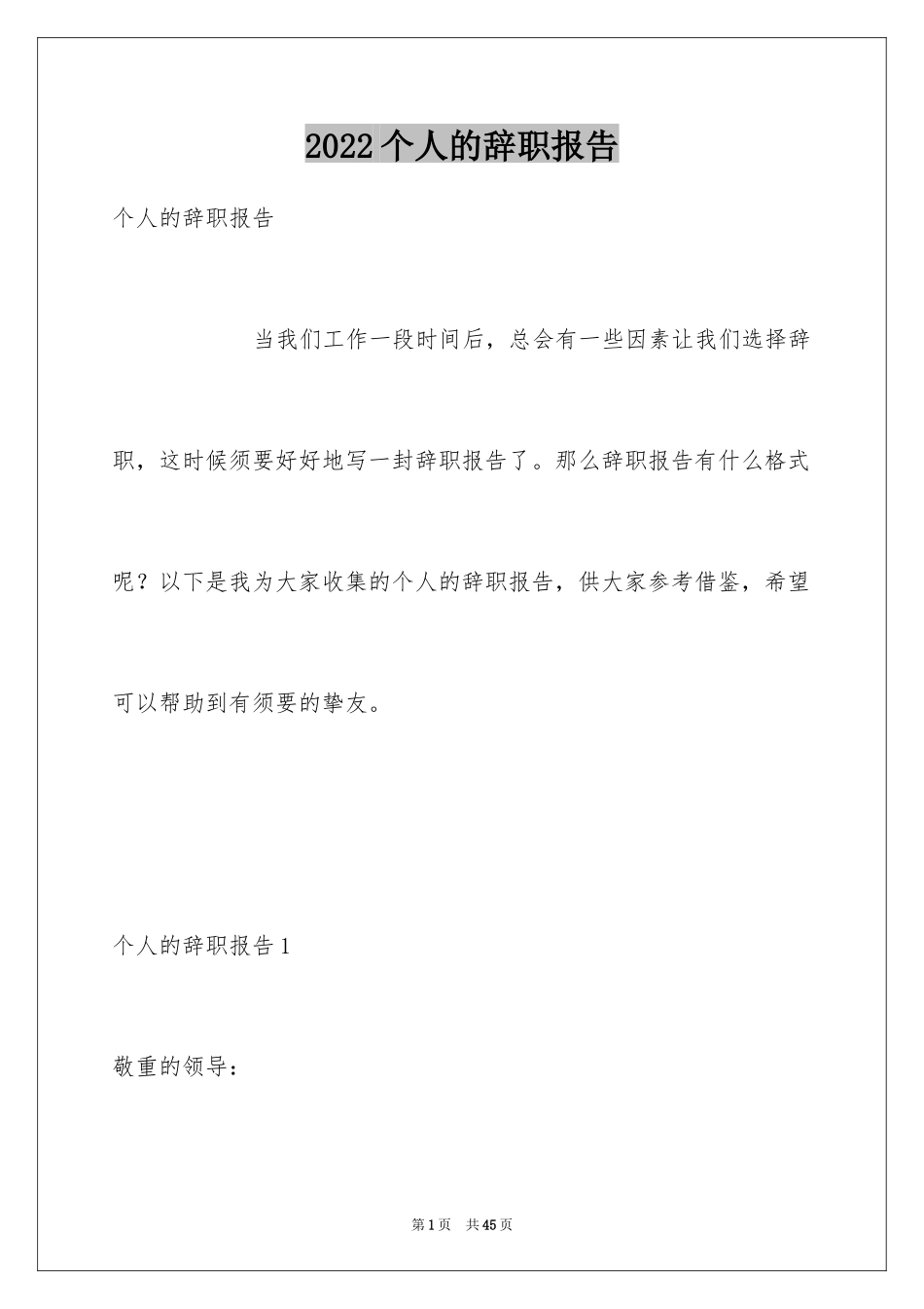 2024个人的辞职报告_205_第1页