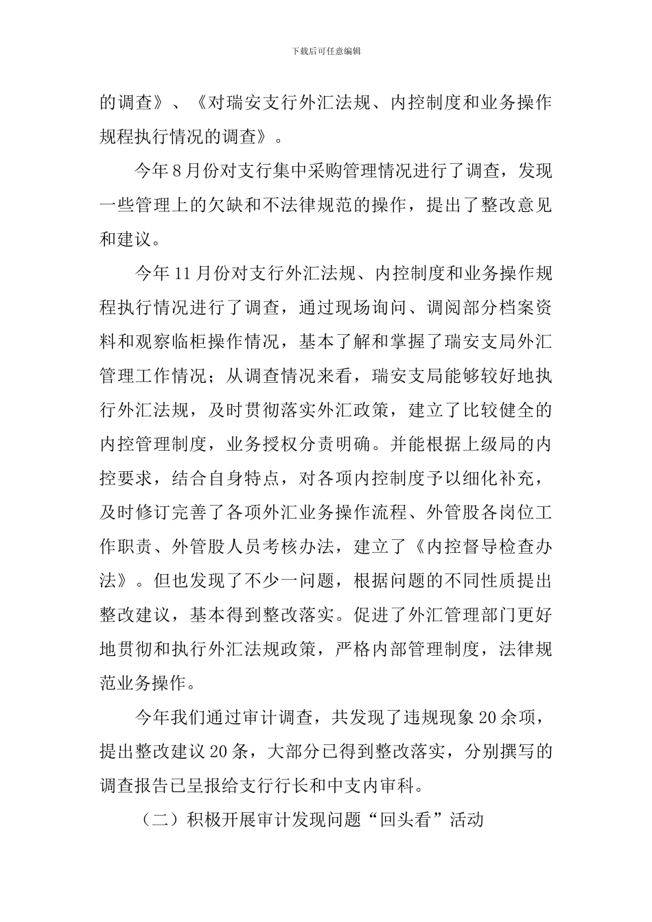 银行审计年度工作总结600字_第2页