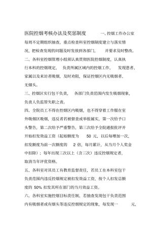 医院控烟考评奖惩制度考评奖惩标准考评奖惩记录表控烟监督员培训劝阻吸烟制度劝阻吸烟记录