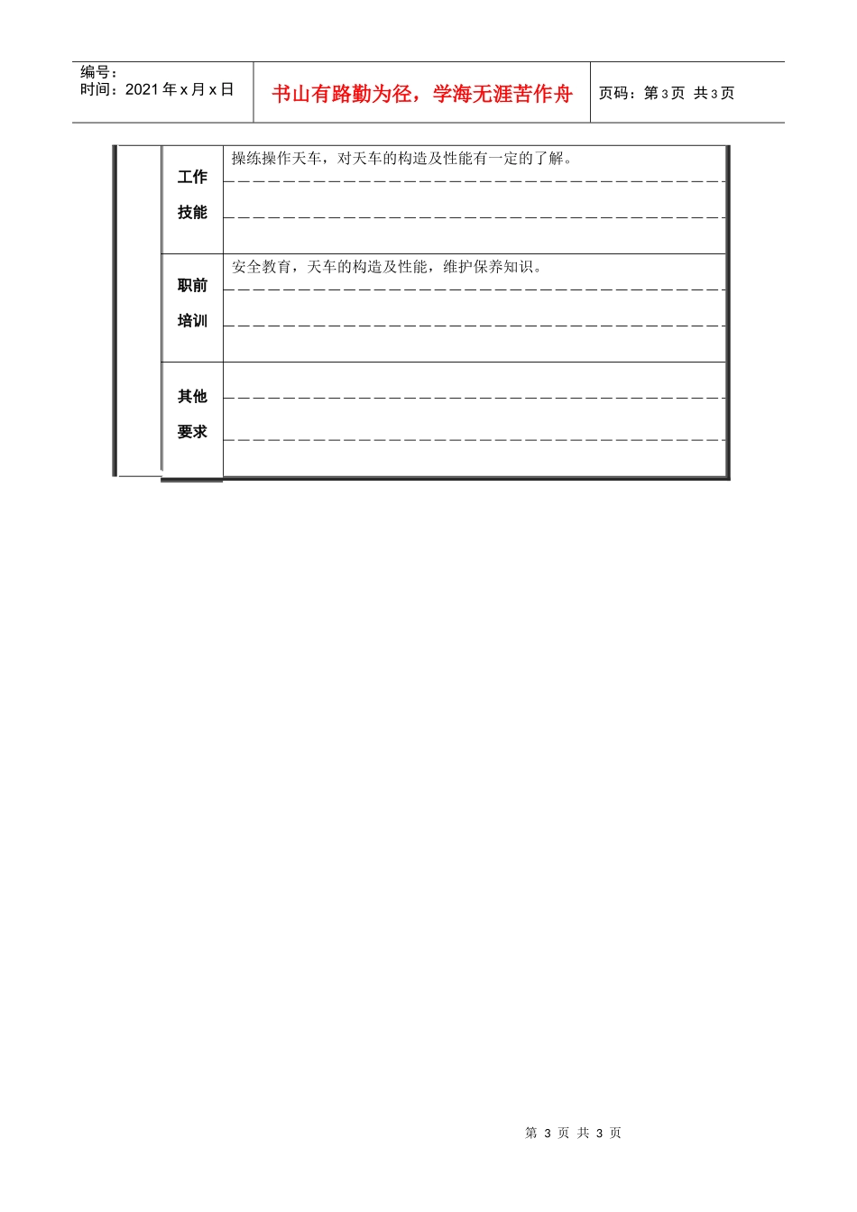 轧钢厂设备动力科天车组长职责_第3页