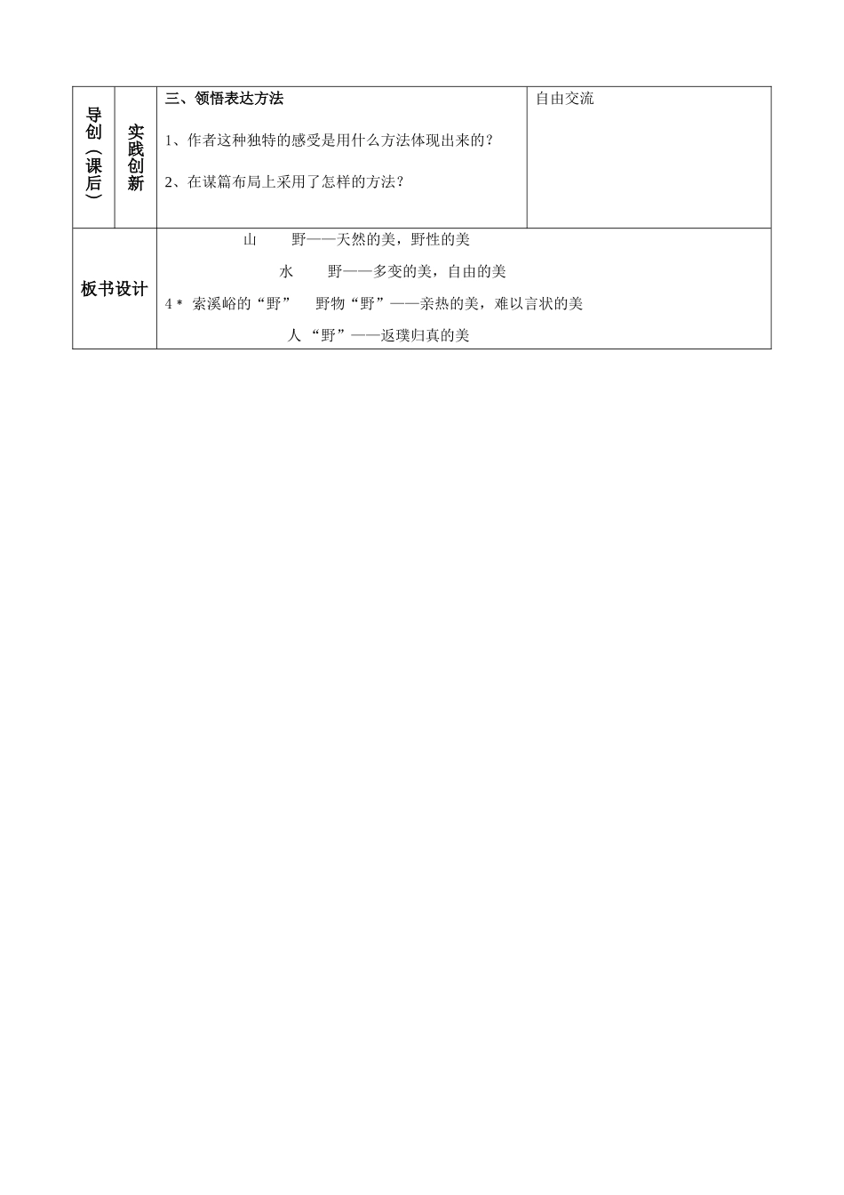 “四三二”课堂教学模式备课《索溪峪的野》_第3页