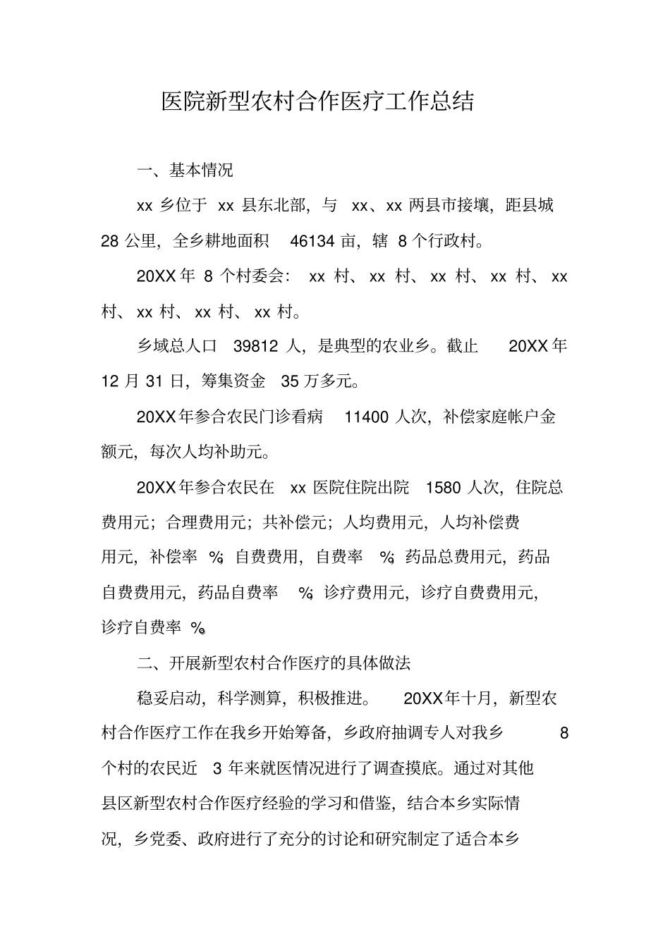 医院新型农村合作医疗工作总结_第1页