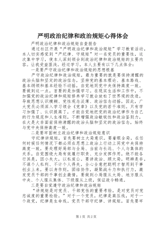 严明政治纪律和政治规矩体会心得