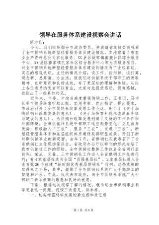 领导在服务体系建设视察会讲话发言
