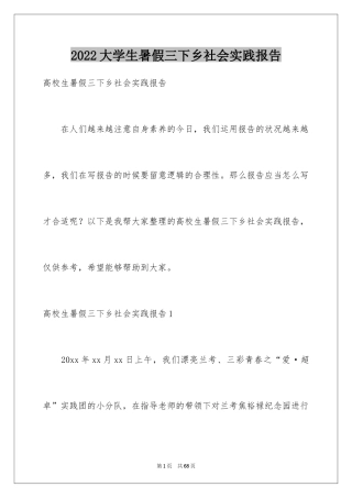 2024大学生暑假三下乡社会实践报告