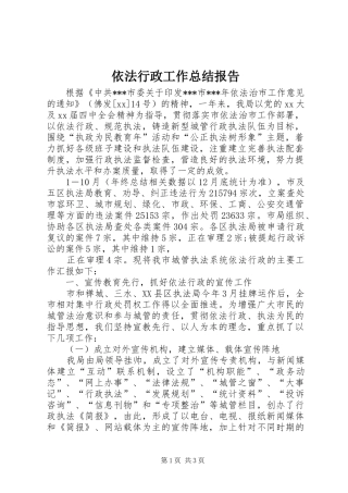 依法行政工作总结报告 