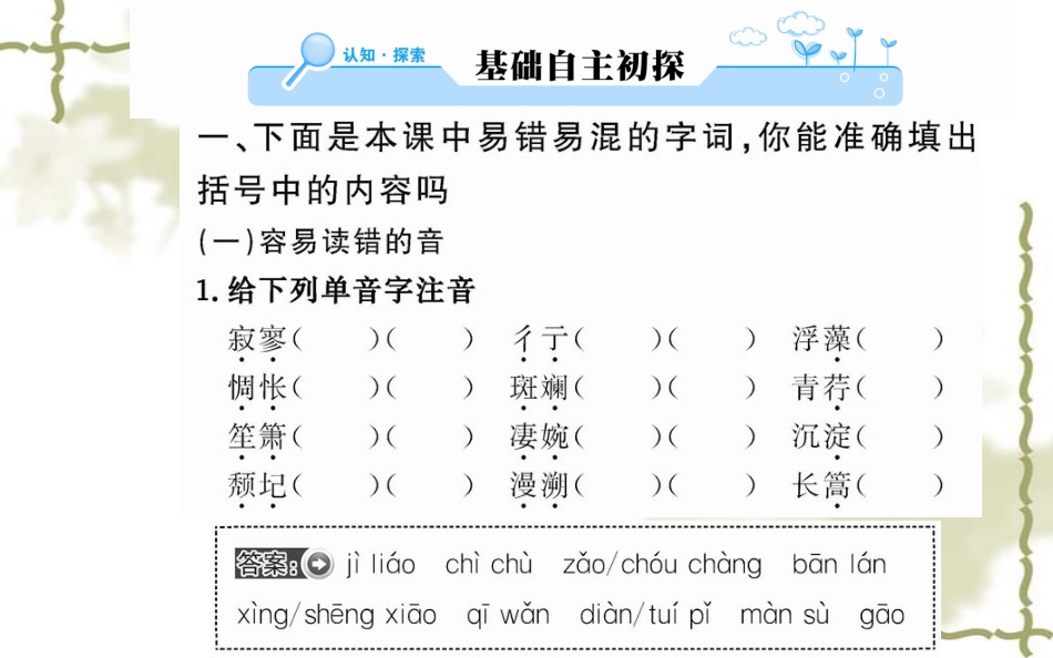 新人教版语文必修一：第2课《诗两首》导学课件_第2页