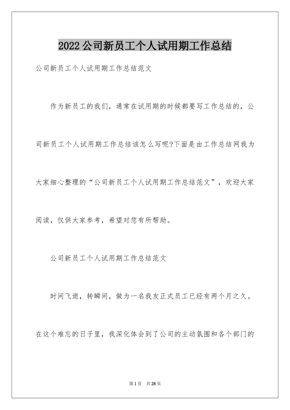 2024公司新员工个人试用期工作总结_1_第1页