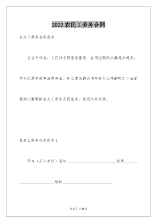 2024农民工劳务合同