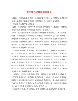 党支部书记精神学习体会 