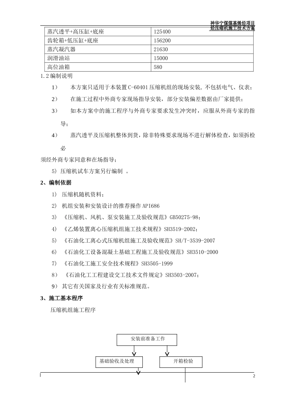 神华宁煤煤基烯烃项目C-60401离心式压缩机安装施工方案(DOC25页)_第2页