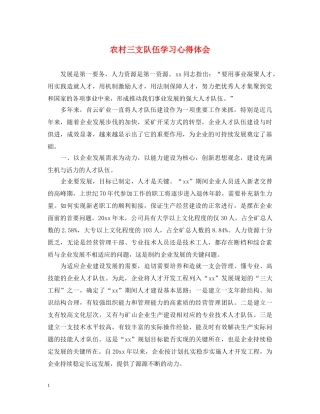 农村三支队伍学习心得体会 