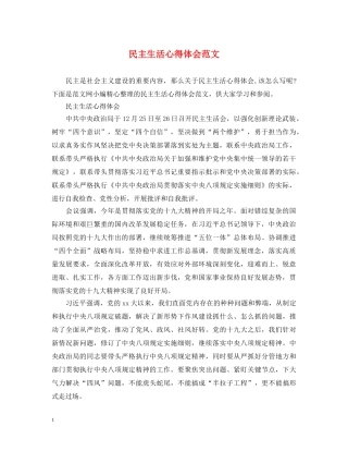 民主生活心得体会范文 