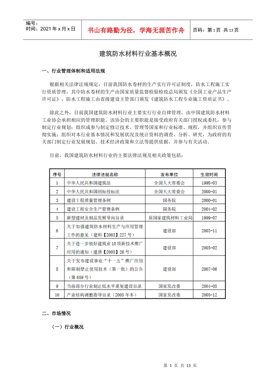 建筑防水材料行业基本概况_第1页