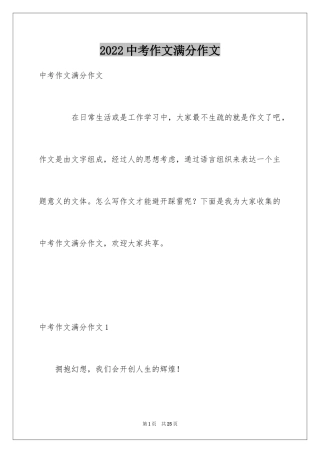 2024中考作文满分作文