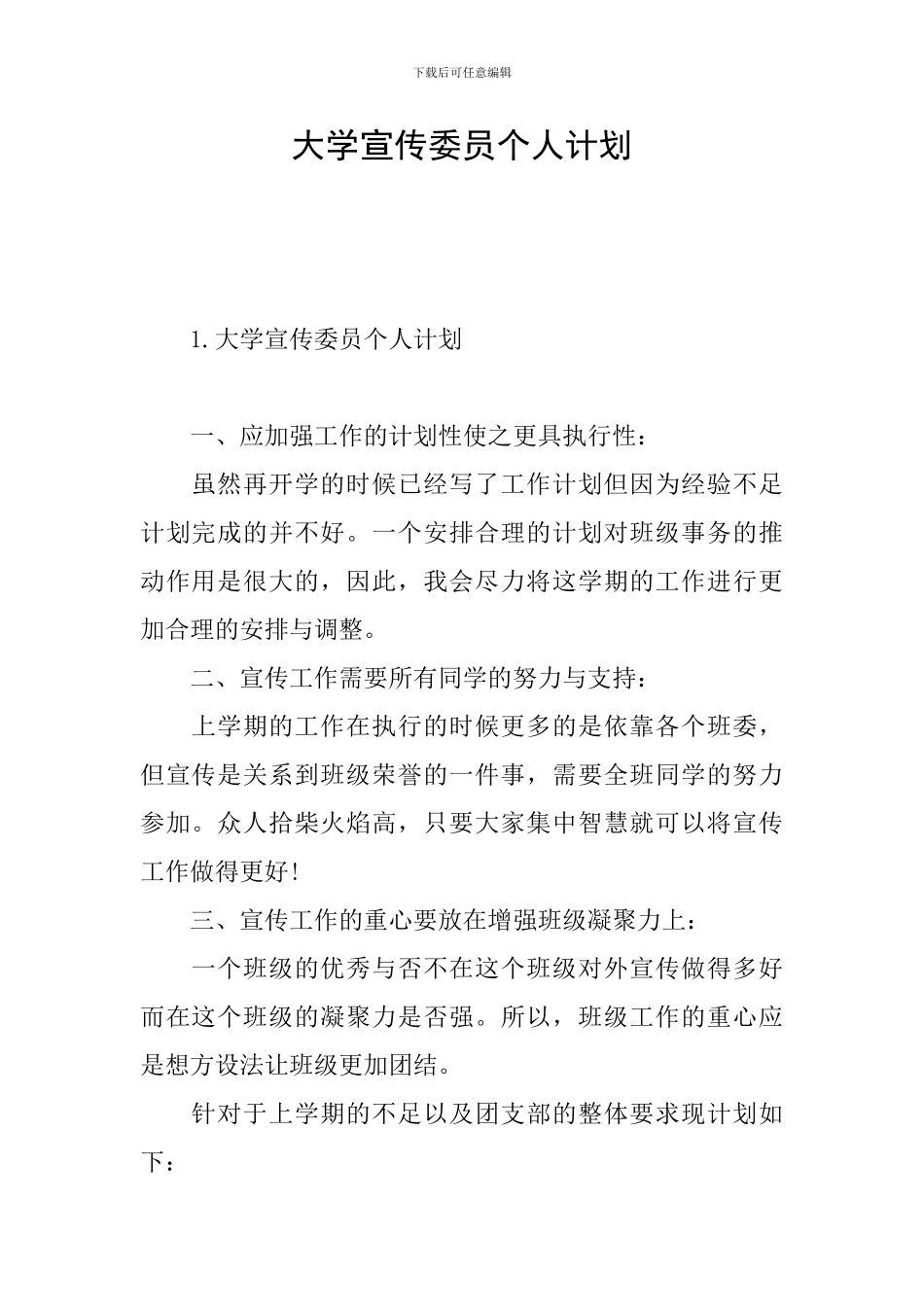 大学宣传委员个人计划_第1页