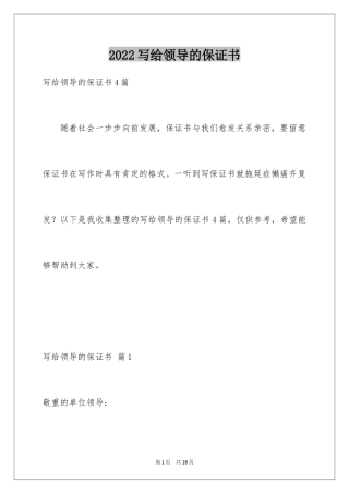 2024写给领导的保证书