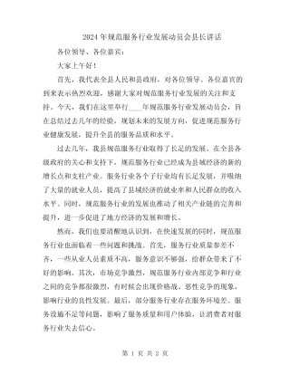 2024年规范服务行业发展动员会县长讲话 