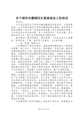 在干部作风整顿回头看座谈会上的讲话发言