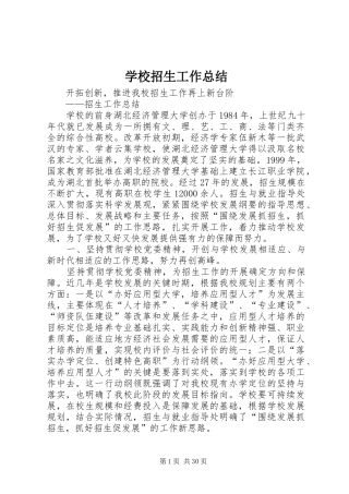 学校招生工作总结 