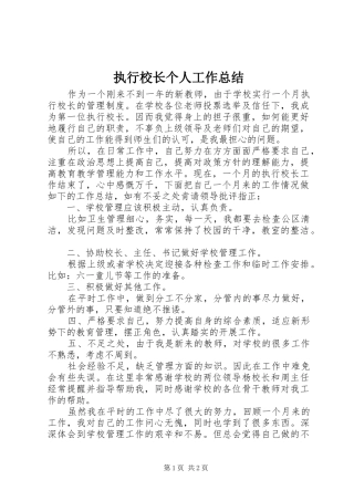 执行校长个人工作总结 