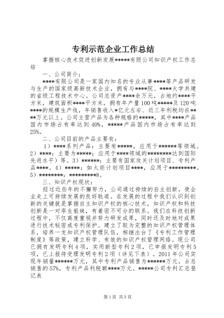 专利示范企业工作总结 