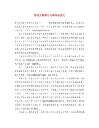 青马工程学习心得体会范文 