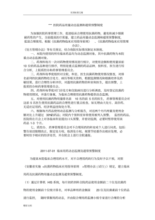 医院的药品用量动态监测和超常预警规章规章制度