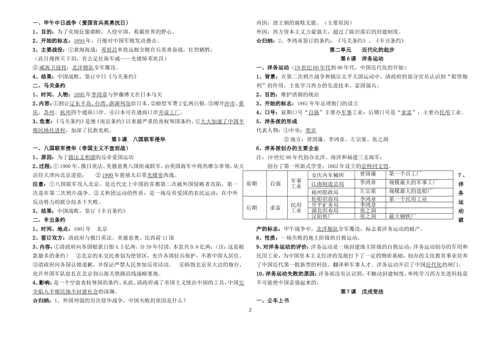 中华书局版历史八年级上册复习资料_第2页