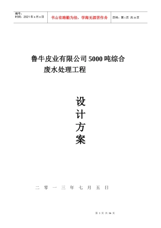 鲁牛皮业5000吨综合废水处理方案