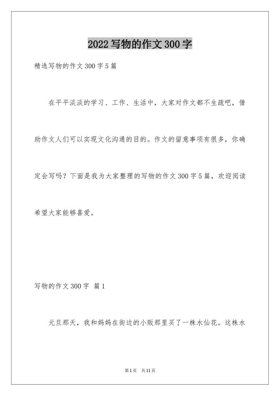 2024写物的作文300字_90_第1页