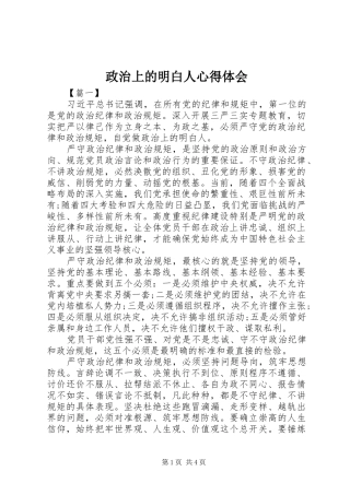 政治上的明白人体会心得