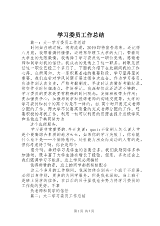 学习委员工作总结 (29)