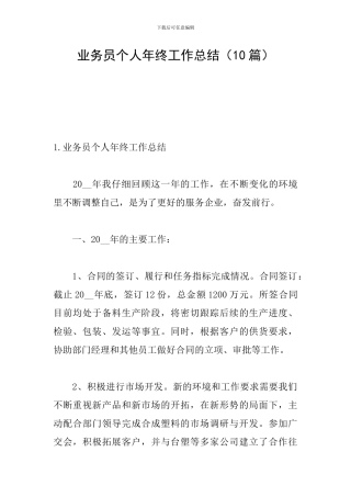 业务员个人年终工作总结(10篇)