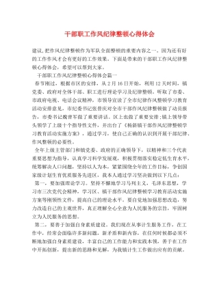 干部职工作风纪律整顿心得体会 
