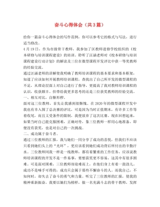 奋斗心得体会（共3篇） 