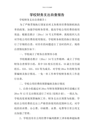 学校财务支出自查报告