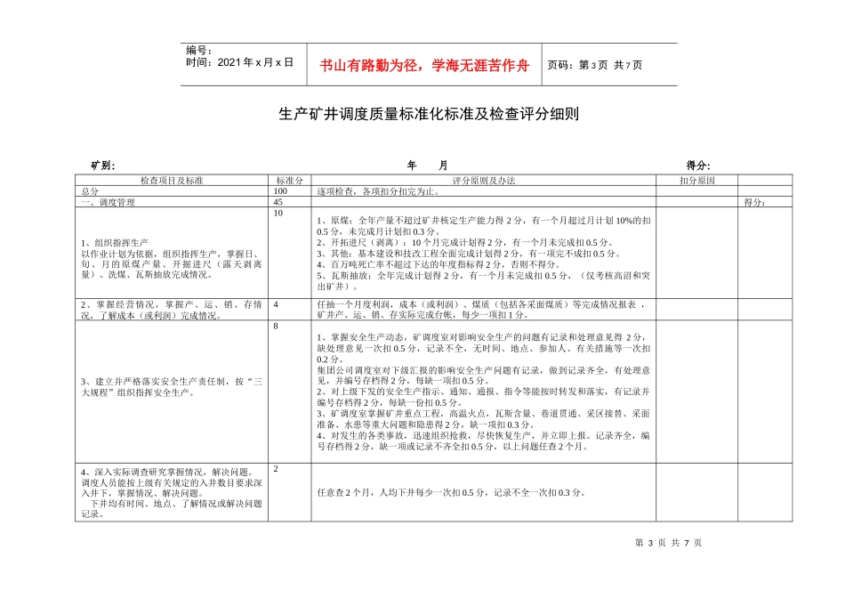 (版本)煤矿调度质量标准化检查办法_第3页