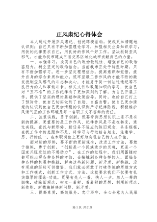 正风肃纪体会心得