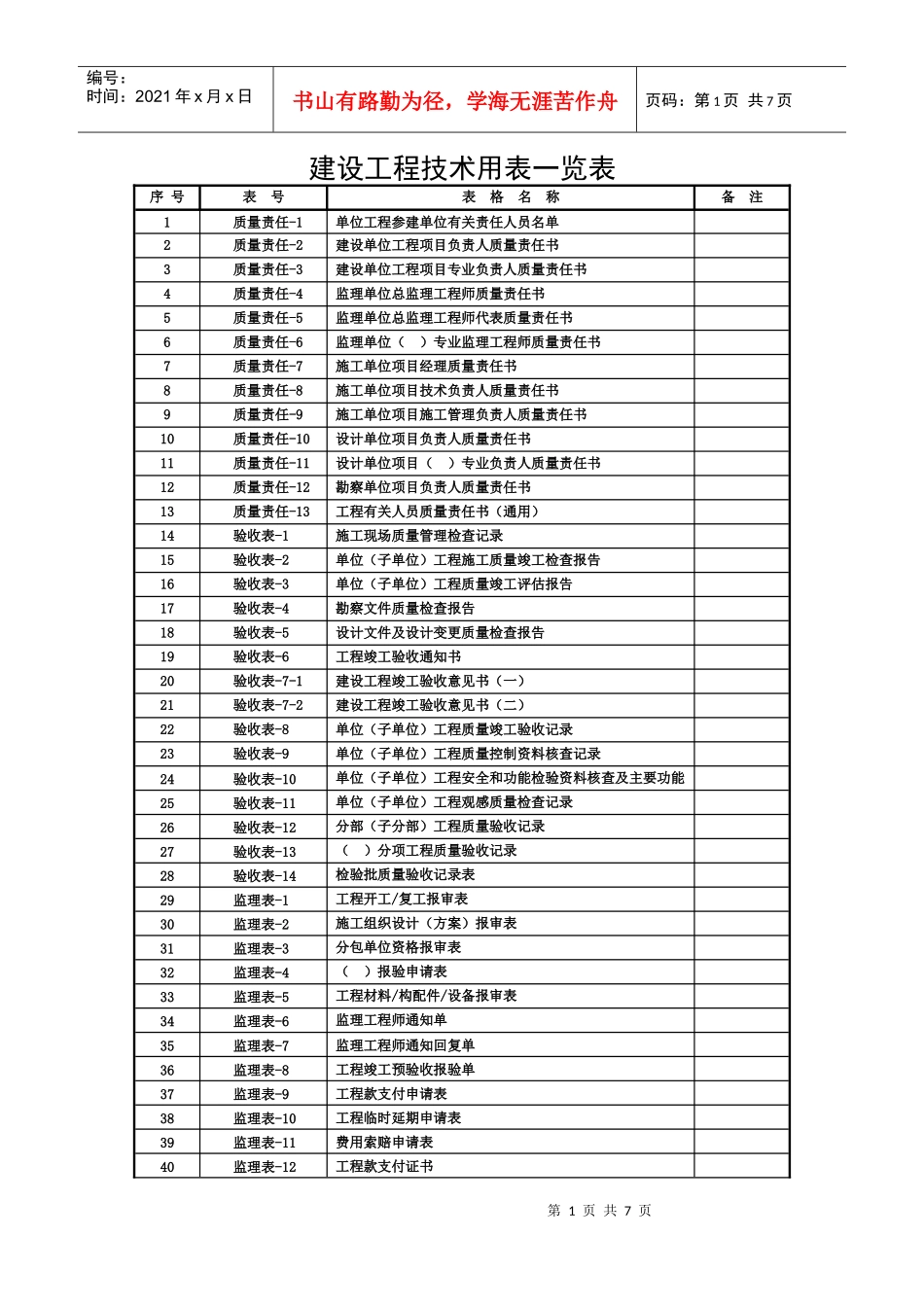 建设工程技术用表一览表_第1页