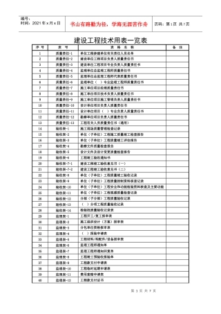 建设工程技术用表一览表