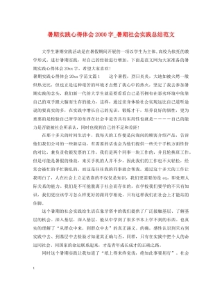 暑期实践心得体会2000字_暑期社会实践总结范文 