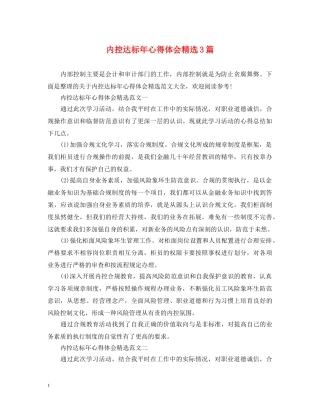 内控达标年心得体会精选3篇 