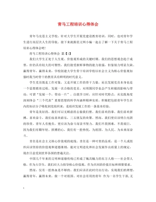 青马工程培训心得体会 